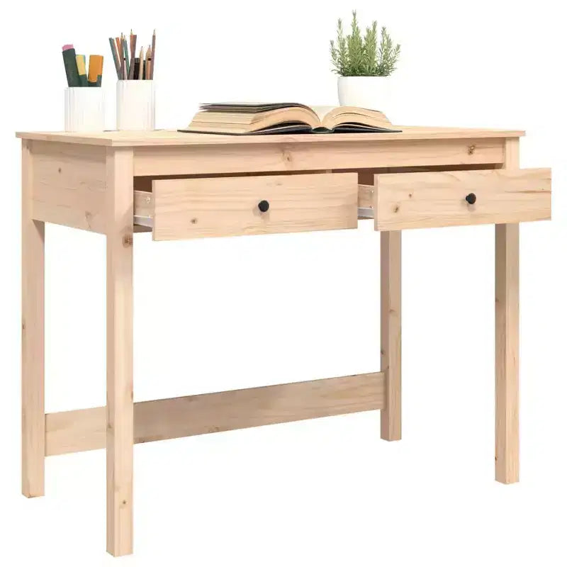 vidaXL Escritorio Madera Natural Madera maciza de pino Escritorio mediano Rectangular