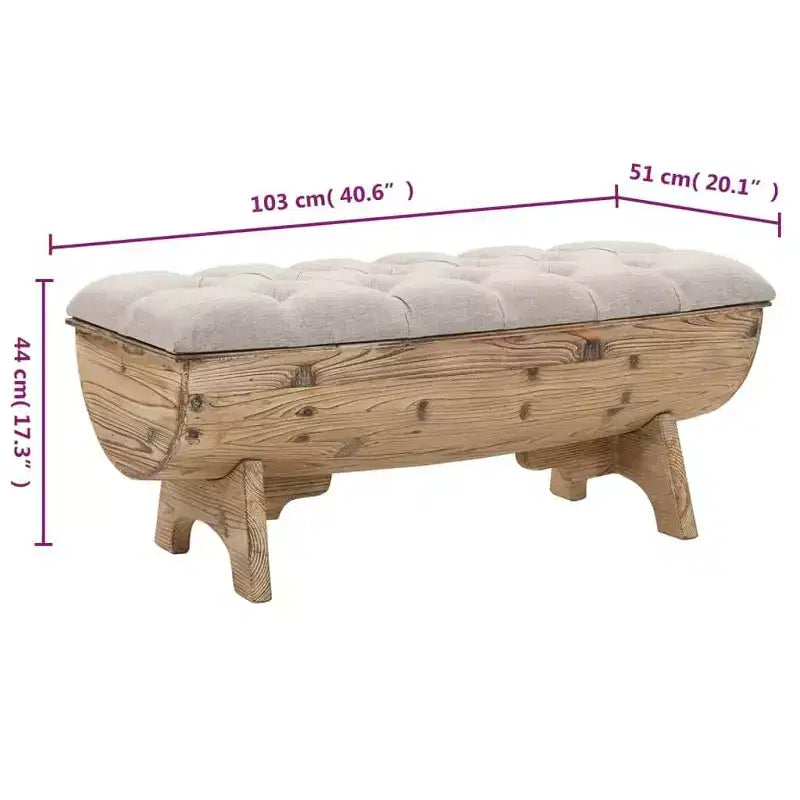 vidaXL Banco de almacenamiento 40,6 de madera maciza de abeto