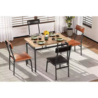Juego de comedor Acekool de 5 piezas, mesa veteada de madera marrón, ahorra espacio, para cocina
