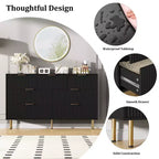 Tocador de 7 cajones Whizmax para dormitorio, organizador de cómoda de madera moderno con tiradores de metal dorados y dispositivo antivuelco para pasillo, entrada