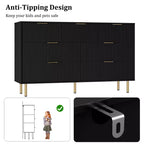 Tocador de 7 cajones Whizmax para dormitorio, organizador de cómoda de madera moderno con tiradores de metal dorados y dispositivo antivuelco para pasillo, entrada