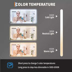 Espejo de baño LED sin marco con iluminación frontal y trasera, intensidad regulable continua, antivaho, a prueba de roturas para pared (horizontal/vertical)