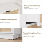 Cómoda de 5 cajones de ratán para dormitorio, diseño de cuerpo de gabinete y patas integrados, cómoda de madera para pasillos, entradas y armarios, fácil montaje