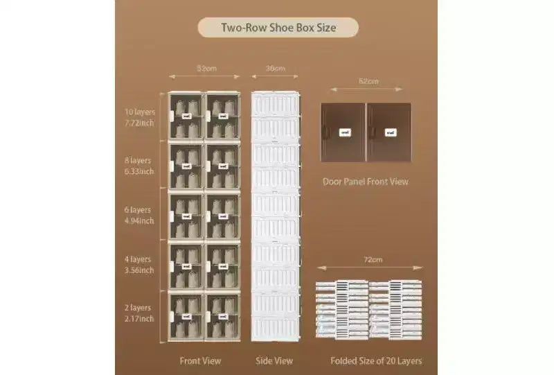 Organizador de zapatos de 4 piezas, organizador de zapatos apilable de plástico transparente para armario, caja de zapatos apilable de plástico transparente para entrada, plegable, ahorra espacio