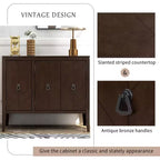 Mueble de almacenaje auxiliar vintage con estante ajustable, aparador de madera maciza, mesa consola, mesa auxiliar de sofá, gris