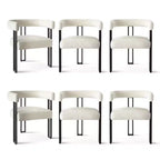 Juego de 6 sillas de comedor tapizadas Panipeachy, sillas de cocina de terciopelo contemporáneo con respaldo curvo y elegante base de metal