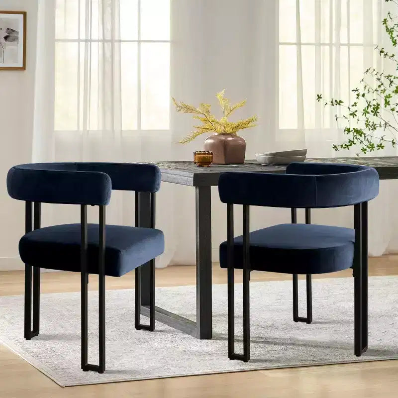 Juego de 6 sillas de comedor tapizadas Panipeachy, sillas de cocina de terciopelo contemporáneo con respaldo curvo y elegante base de metal