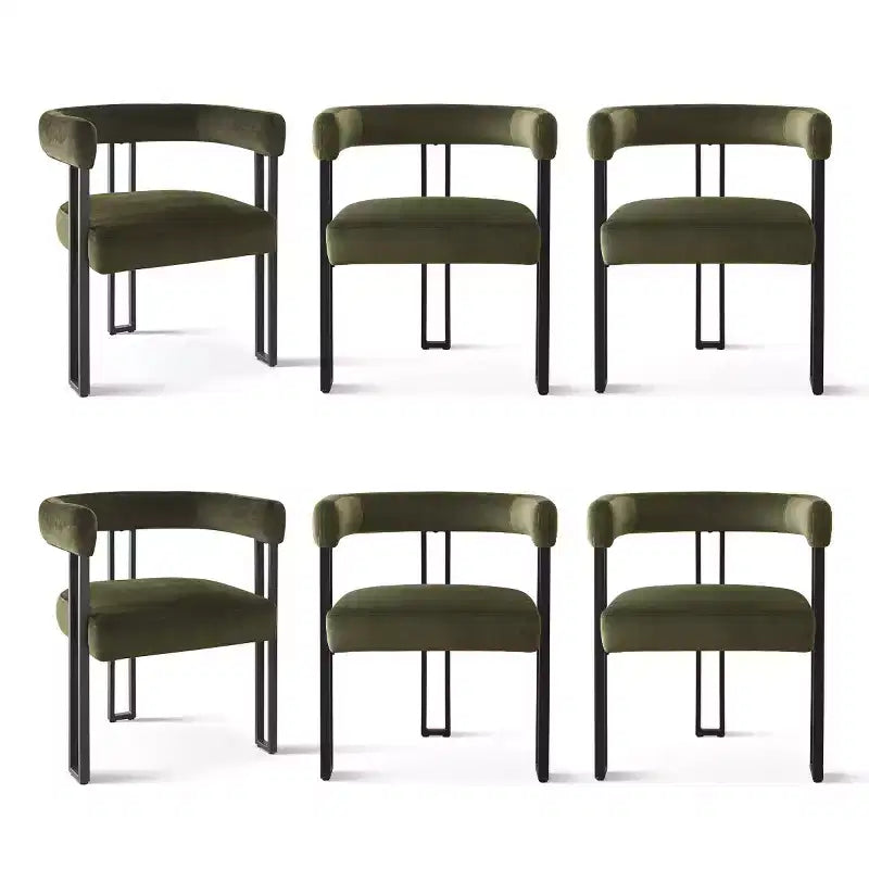 Juego de 6 sillas de comedor tapizadas Panipeachy, sillas de cocina de terciopelo contemporáneo con respaldo curvo y elegante base de metal