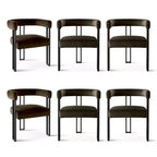 Juego de 6 sillas de comedor tapizadas Panipeachy, sillas de cocina de terciopelo contemporáneo con respaldo curvo y elegante base de metal