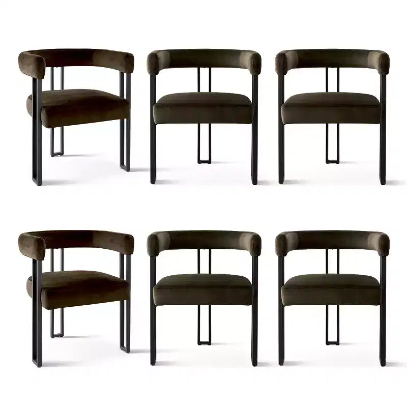 Juego de 6 sillas de comedor tapizadas Panipeachy, sillas de cocina de terciopelo contemporáneo con respaldo curvo y elegante base de metal