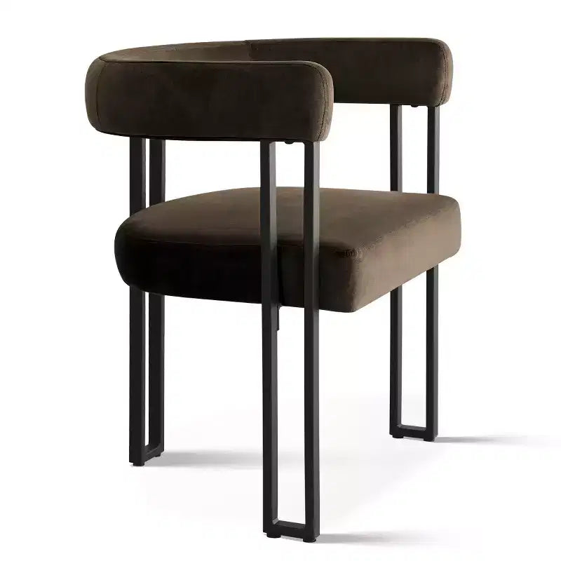 Juego de 6 sillas de comedor tapizadas Panipeachy, sillas de cocina de terciopelo contemporáneo con respaldo curvo y elegante base de metal