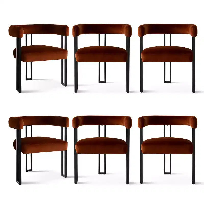 Juego de 6 sillas de comedor tapizadas Panipeachy, sillas de cocina de terciopelo contemporáneo con respaldo curvo y elegante base de metal