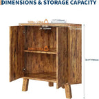 Gabinete esquinero rústico de 3 niveles con estante ajustable, mesa esquinera de madera con puertas y mesa auxiliar triangular para sala de estar y cocina