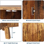 Gabinete esquinero rústico de 3 niveles con estante ajustable, mesa esquinera de madera con puertas y mesa auxiliar triangular para sala de estar y cocina