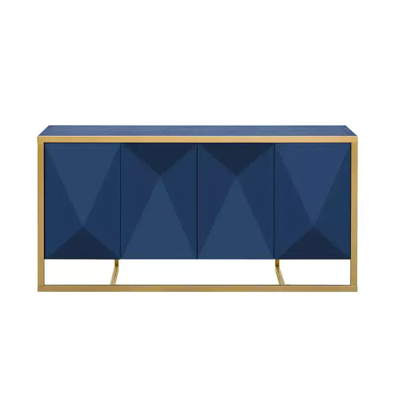Aparador de bufé, mueble aparador de madera para cocina, barra de café, mesa consola de almacenamiento con 4 puertas y patas de metal únicas