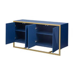 Aparador de bufé, mueble aparador de madera para cocina, barra de café, mesa consola de almacenamiento con 4 puertas y patas de metal únicas