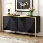 Aparador de bufé, mueble aparador de madera para cocina, barra de café, mesa consola de almacenamiento con 4 puertas y patas de metal únicas