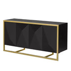 Aparador de bufé, mueble aparador de madera para cocina, barra de café, mesa consola de almacenamiento con 4 puertas y patas de metal únicas