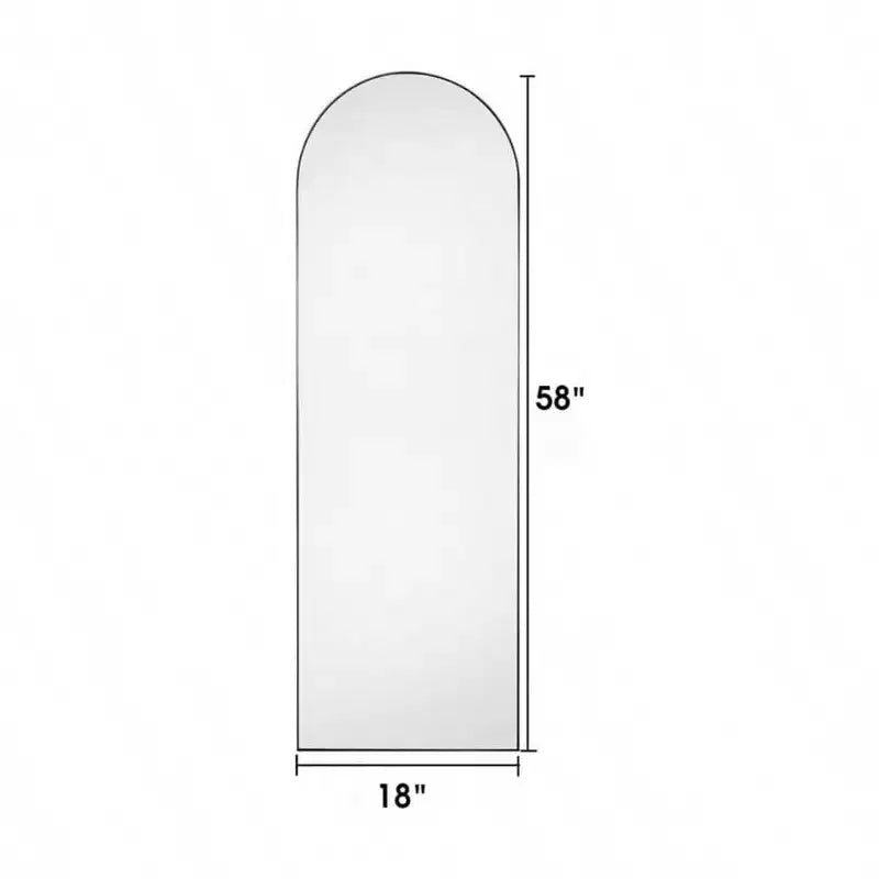 Espejo negro de cuerpo entero con arco, 58x18 con marco de aluminio. Úselo como espejo de pie o de pared.