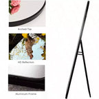 Espejo negro de cuerpo entero con arco, 58x18 con marco de aluminio. Úselo como espejo de pie o de pared.