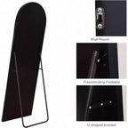 Espejo negro de cuerpo entero con arco, 58x18 con marco de aluminio. Úselo como espejo de pie o de pared.