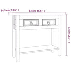 vidaXL Mesa consola marrón de pino macizo encerado 93 x 34,5 x 73 cm