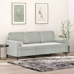 vidaXL Sofá de 3 plazas con cojines decorativos gris claro 70.9 de terciopelo