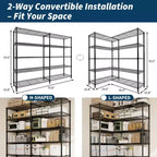 Estanterías de almacenamiento de 71 W, estantería metálica de 5 niveles, estantería de alambre resistente, estanterías de despensa ajustables, estantería de cocina para despensa, garaje comercial