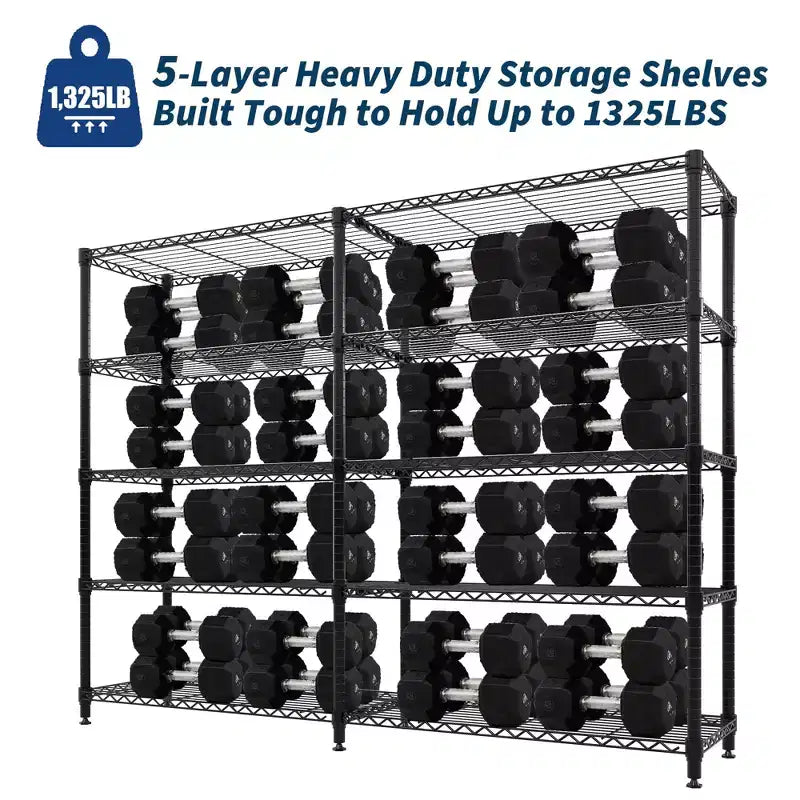 Estanterías de almacenamiento de 71 W, estantería metálica de 5 niveles, estantería de alambre resistente, estanterías de despensa ajustables, estantería de cocina para despensa, garaje comercial