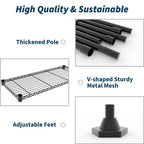 Estanterías de almacenamiento de 71 W, estantería metálica de 5 niveles, estantería de alambre resistente, estanterías de despensa ajustables, estantería de cocina para despensa, garaje comercial