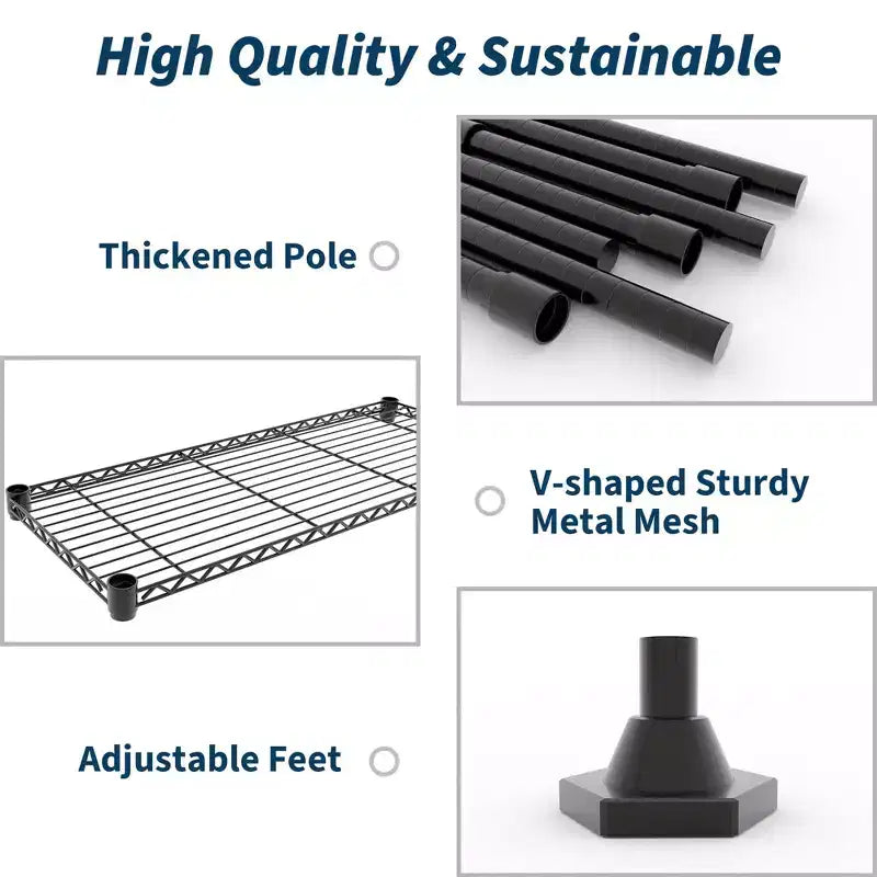 Estanterías de almacenamiento de 71 W, estantería metálica de 5 niveles, estantería de alambre resistente, estanterías de despensa ajustables, estantería de cocina para despensa, garaje comercial