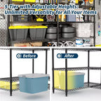 Estanterías de almacenamiento de 71 W, estantería metálica de 5 niveles, estantería de alambre resistente, estanterías de despensa ajustables, estantería de cocina para despensa, garaje comercial