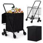 Carrito de compras subeescaleras con revestimiento impermeable, carrito utilitario plegable con ruedas traseras de tres ruedas, ruedas giratorias de 360 grados, carrito de comestibles plegable y portátil
