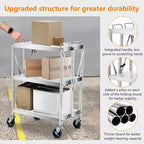 Carrito utilitario de 3 niveles de acero inoxidable, carrito de servicio utilitario plegable con ruedas, carros rodantes portátiles de alta resistencia con capacidad de 300 libras para taller de cocina