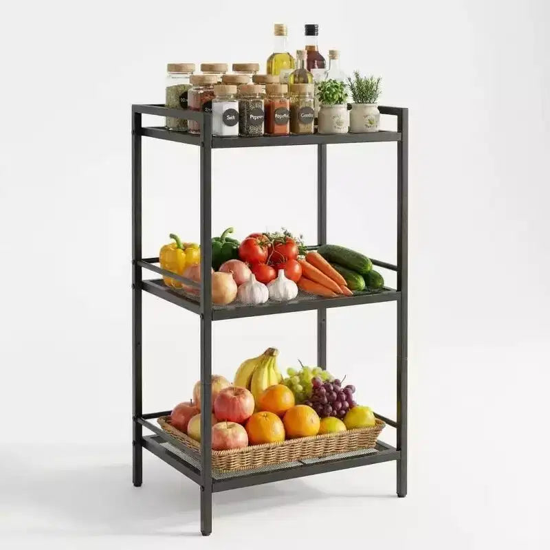 Estante de almacenamiento de acero al carbono de 3/4 niveles Acekool, unidad de estantería de almacenamiento para baño y soporte para plantas, estantería esquinera para organización de cocina y lavandería