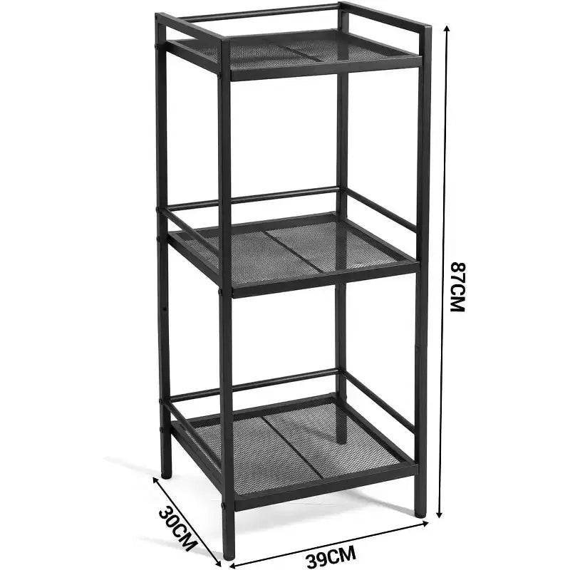 Estante de almacenamiento de acero al carbono de 3/4 niveles Acekool, unidad de estantería de almacenamiento para baño y soporte para plantas, estantería esquinera para organización de cocina y lavandería