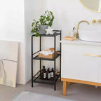 Estante de almacenamiento de acero al carbono de 3/4 niveles Acekool, unidad de estantería de almacenamiento para baño y soporte para plantas, estantería esquinera para organización de cocina y lavandería