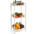 Estante de almacenamiento de acero al carbono de 3/4 niveles Acekool, unidad de estantería de almacenamiento para baño y soporte para plantas, estantería esquinera para organización de cocina y lavandería