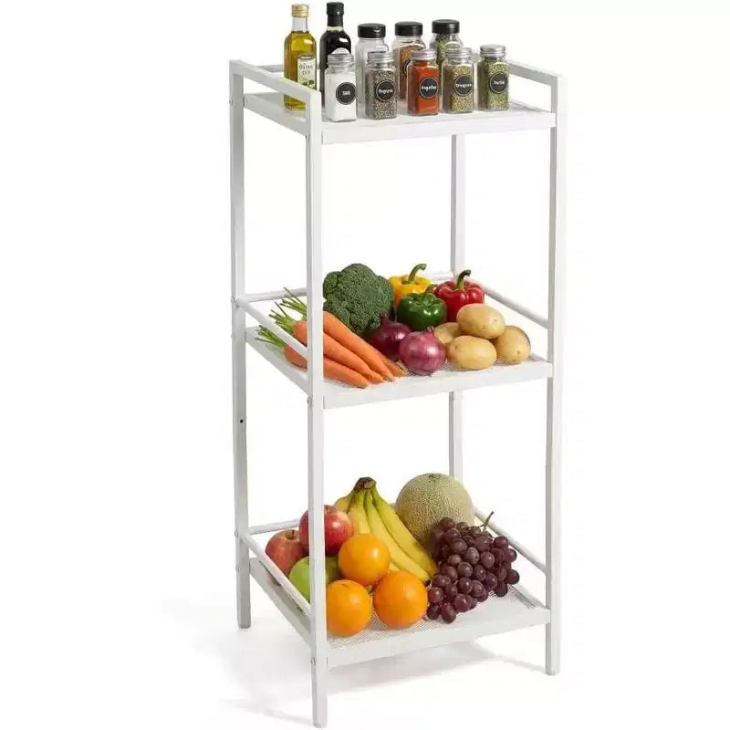 Estante de almacenamiento de acero al carbono de 3/4 niveles Acekool, unidad de estantería de almacenamiento para baño y soporte para plantas, estantería esquinera para organización de cocina y lavandería