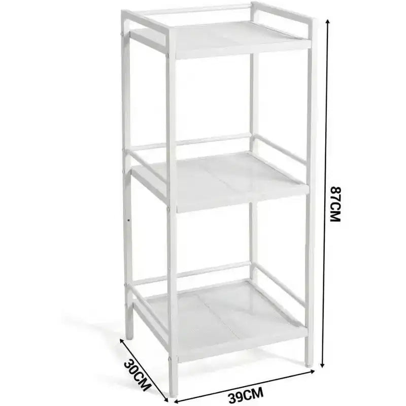 Estante de almacenamiento de acero al carbono de 3/4 niveles Acekool, unidad de estantería de almacenamiento para baño y soporte para plantas, estantería esquinera para organización de cocina y lavandería