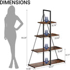Estantería de 4 estantes, estructura en forma de A de velero, estante de exhibición tipo escalera, estante clásico moderno para libros, para CD/libros/películas