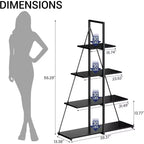Estantería de 4 estantes, estructura en forma de A de velero, estante de exhibición tipo escalera, estante clásico moderno para libros, para CD/libros/películas