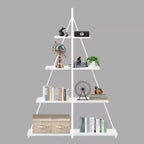 Estantería de 4 estantes, estructura en forma de A de velero, estante de exhibición tipo escalera, estante clásico moderno para libros, para CD/libros/películas