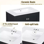 Combinación de tocador de baño vintage de 48" con lavabos dobles, gabinete de almacenamiento para baño con puertas de cierre suave y estante