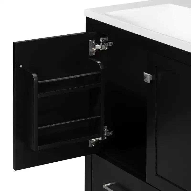 Combinación de tocador de baño vintage de 48" con lavabos dobles, gabinete de almacenamiento para baño con puertas de cierre suave y estante