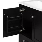 Combinación de tocador de baño vintage de 48" con lavabos dobles, gabinete de almacenamiento para baño con puertas de cierre suave y estante