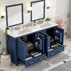 Combinación de tocador de baño vintage de 48" con lavabos dobles, gabinete de almacenamiento para baño con puertas de cierre suave y estante