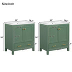 Combinación de tocador de baño vintage de 48" con lavabos dobles, gabinete de almacenamiento para baño con puertas de cierre suave y estante