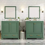 Combinación de tocador de baño vintage de 48" con lavabos dobles, gabinete de almacenamiento para baño con puertas de cierre suave y estante