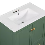 Combinación de tocador de baño vintage de 48" con lavabos dobles, gabinete de almacenamiento para baño con puertas de cierre suave y estante